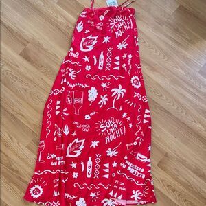 NWT Paper Heart Red Maxi Dress Linen Blend Mexico Size XS Anthropologie